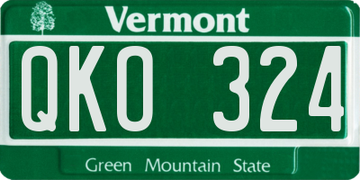 VT license plate QKO324