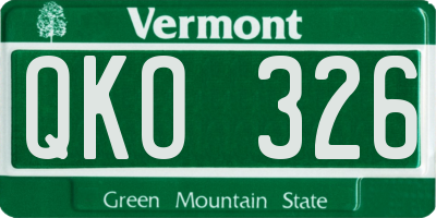 VT license plate QKO326