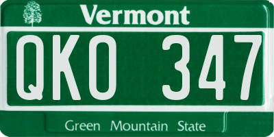 VT license plate QKO347