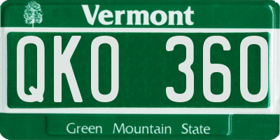 VT license plate QKO360