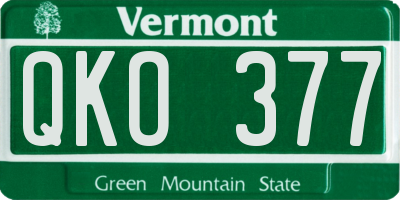 VT license plate QKO377
