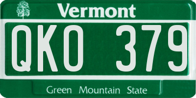 VT license plate QKO379