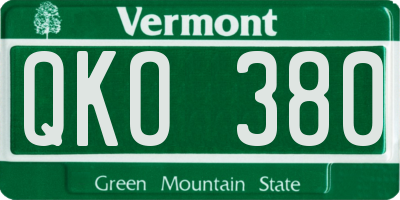 VT license plate QKO380