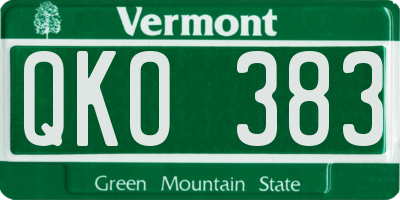 VT license plate QKO383