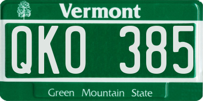 VT license plate QKO385