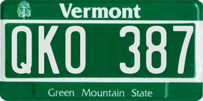 VT license plate QKO387
