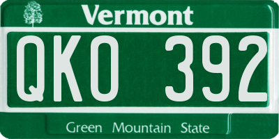 VT license plate QKO392