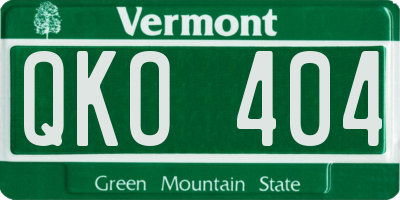 VT license plate QKO404
