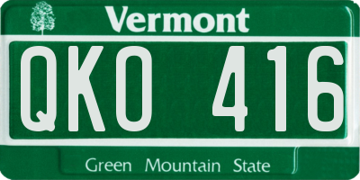 VT license plate QKO416