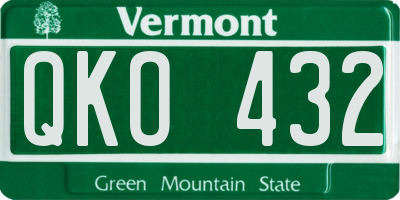 VT license plate QKO432