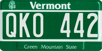 VT license plate QKO442