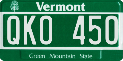 VT license plate QKO450