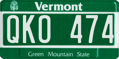 VT license plate QKO474