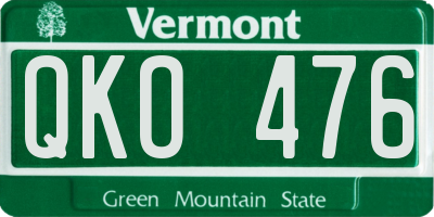 VT license plate QKO476