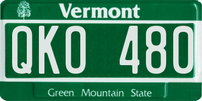 VT license plate QKO480