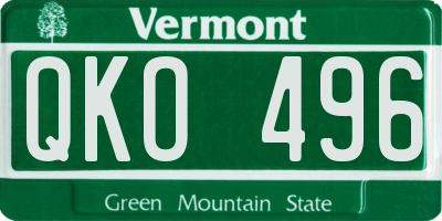 VT license plate QKO496