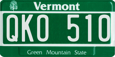 VT license plate QKO510