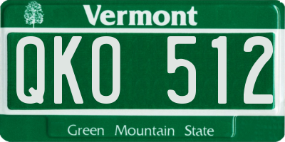 VT license plate QKO512