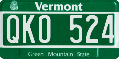 VT license plate QKO524