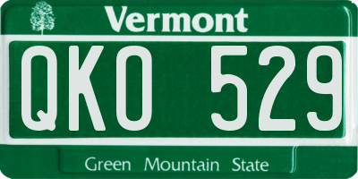 VT license plate QKO529