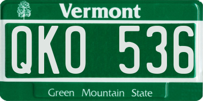 VT license plate QKO536