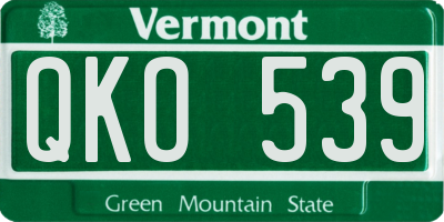 VT license plate QKO539