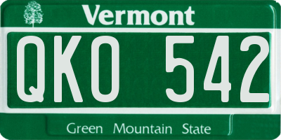 VT license plate QKO542