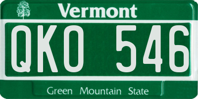VT license plate QKO546