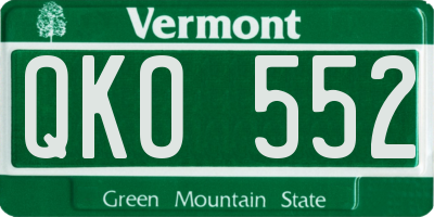 VT license plate QKO552