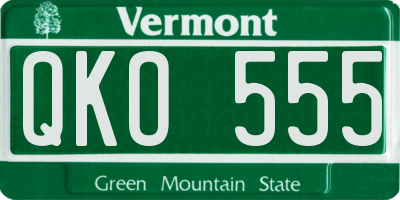VT license plate QKO555
