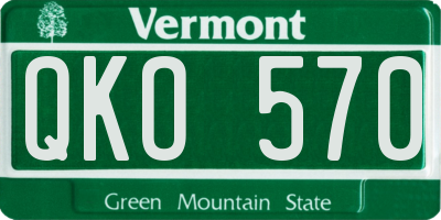 VT license plate QKO570