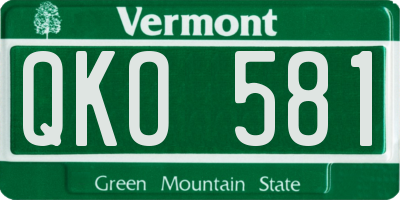 VT license plate QKO581