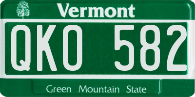 VT license plate QKO582