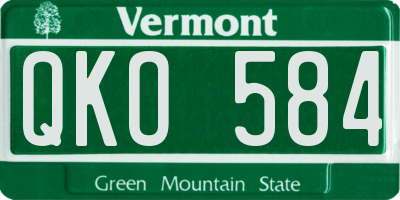 VT license plate QKO584