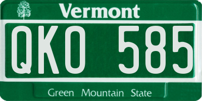 VT license plate QKO585