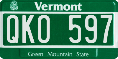 VT license plate QKO597