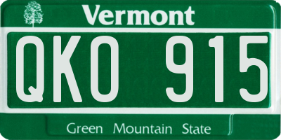 VT license plate QKO915