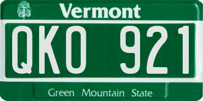 VT license plate QKO921