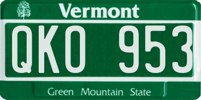 VT license plate QKO953