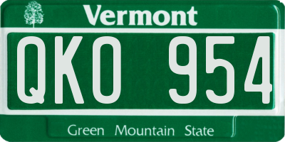 VT license plate QKO954