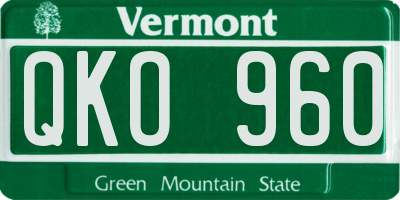 VT license plate QKO960