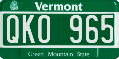 VT license plate QKO965