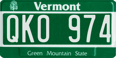 VT license plate QKO974