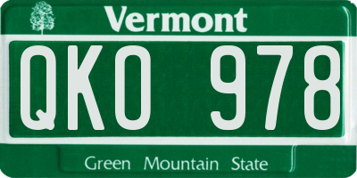 VT license plate QKO978