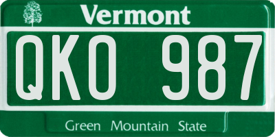 VT license plate QKO987