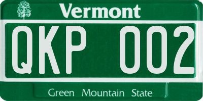 VT license plate QKP002