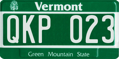 VT license plate QKP023