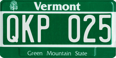 VT license plate QKP025