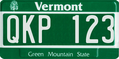 VT license plate QKP123