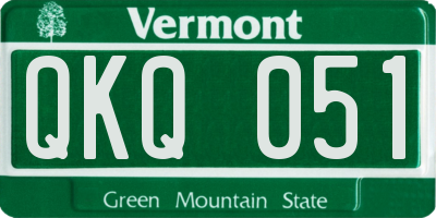 VT license plate QKQ051